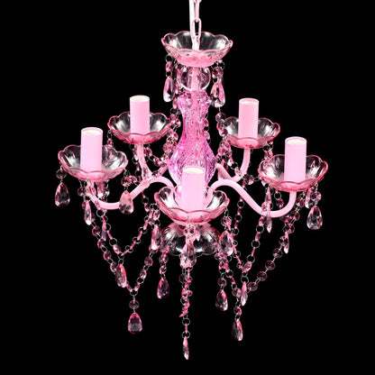 Krystallkrone 5 Pærer Rosa Roze
