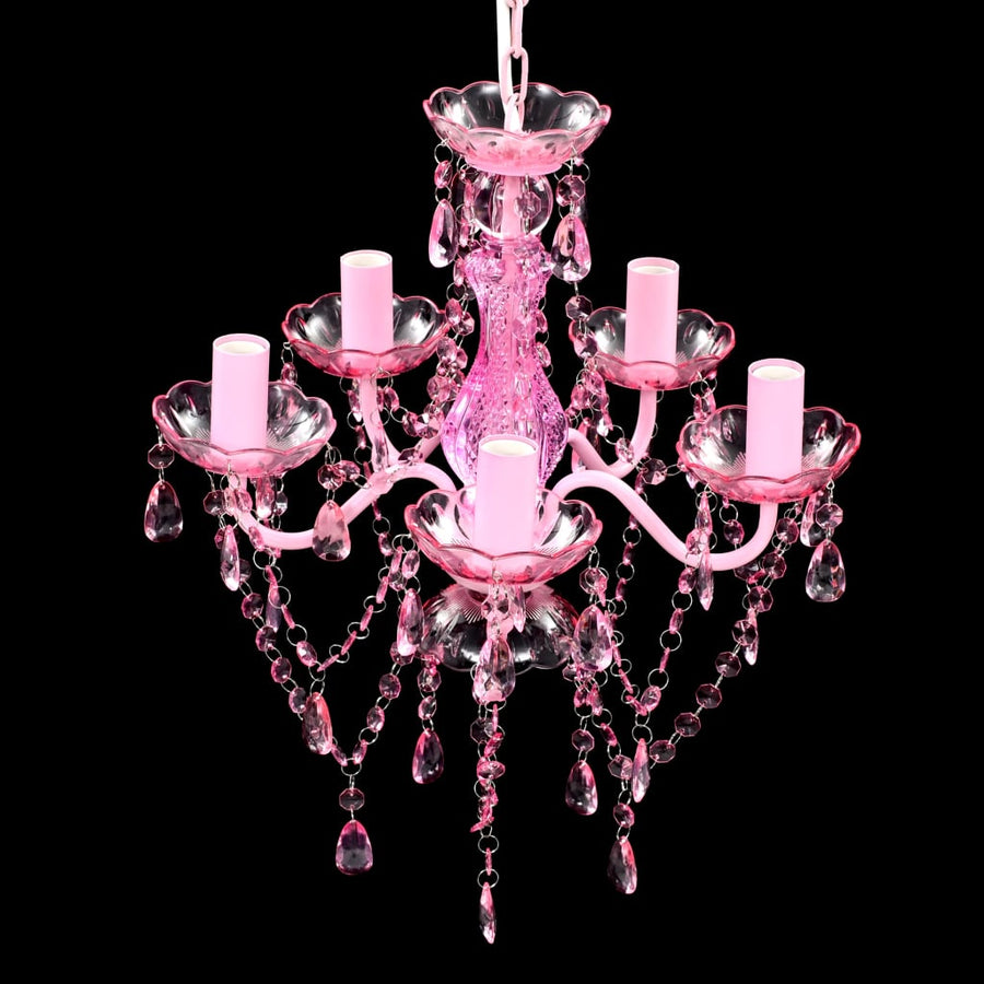 Krystallkrone 5 Pærer Rosa Roze