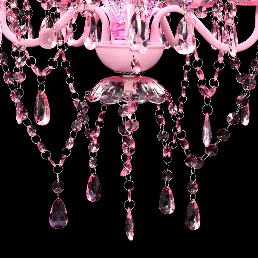Krystallkrone 5 Pærer Rosa Roze