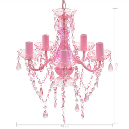 Krystallkrone 5 Pærer Rosa Roze