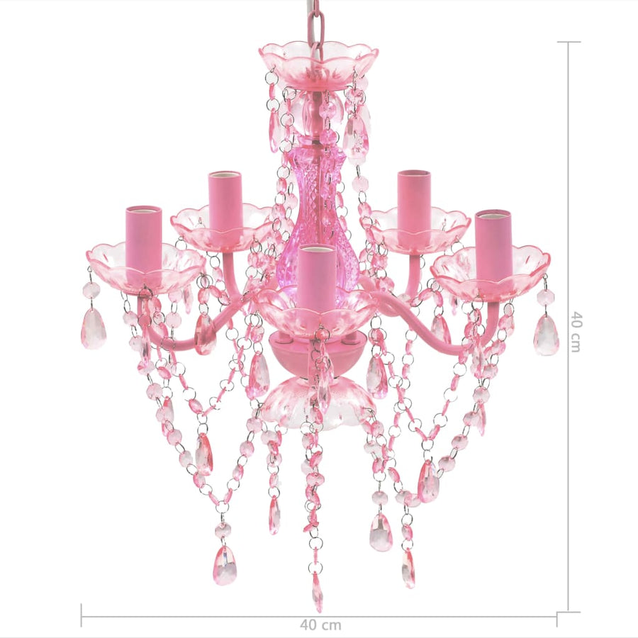 Krystallkrone 5 Pærer Rosa Roze