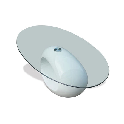 Salontafel Met Ovaal Glazen Tafelblad Hoogglans Wit