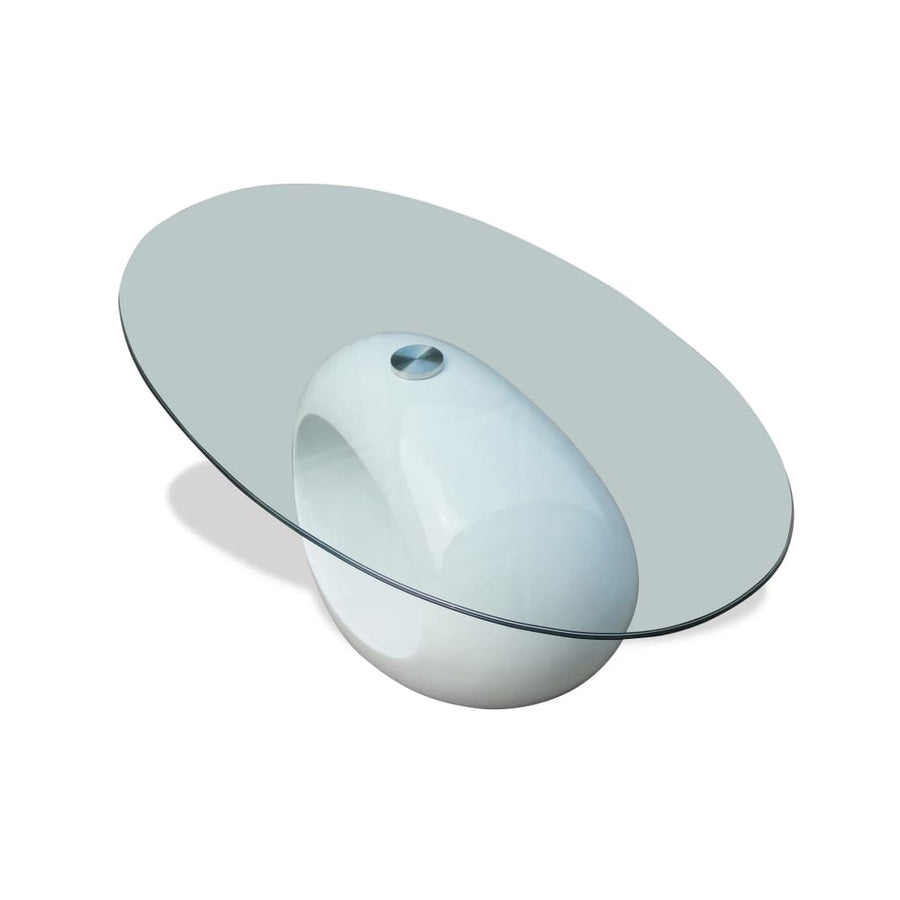 Salontafel Met Ovaal Glazen Tafelblad Hoogglans Wit