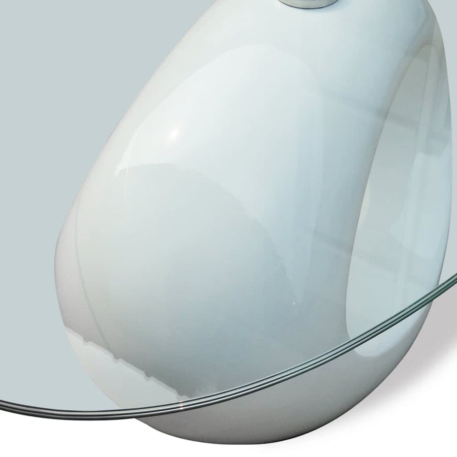 Salontafel Met Ovaal Glazen Tafelblad Hoogglans Wit
