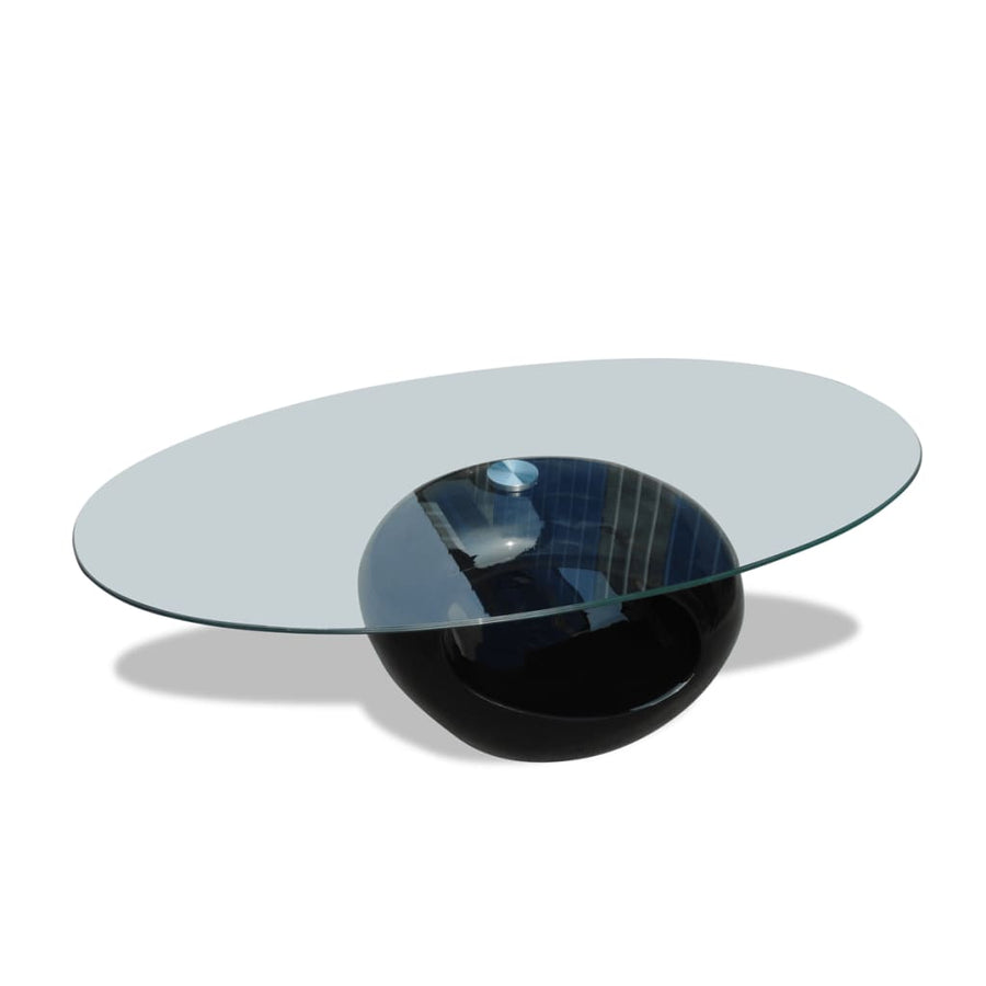 Salontafel Met Ovale Glazen Tafelblad Hoogglans Zwart