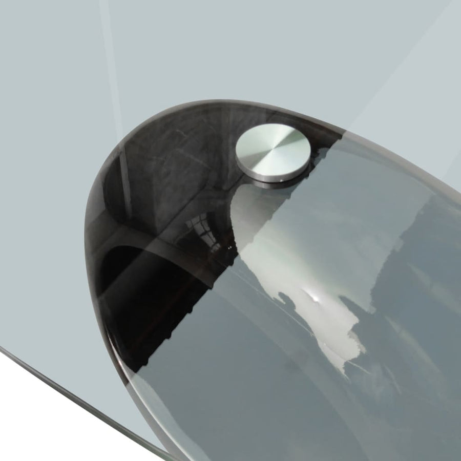 Salontafel Met Ovale Glazen Tafelblad Hoogglans Zwart