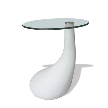 Salontafel Met Rond Glazen Tafelblad Hoogglans 1