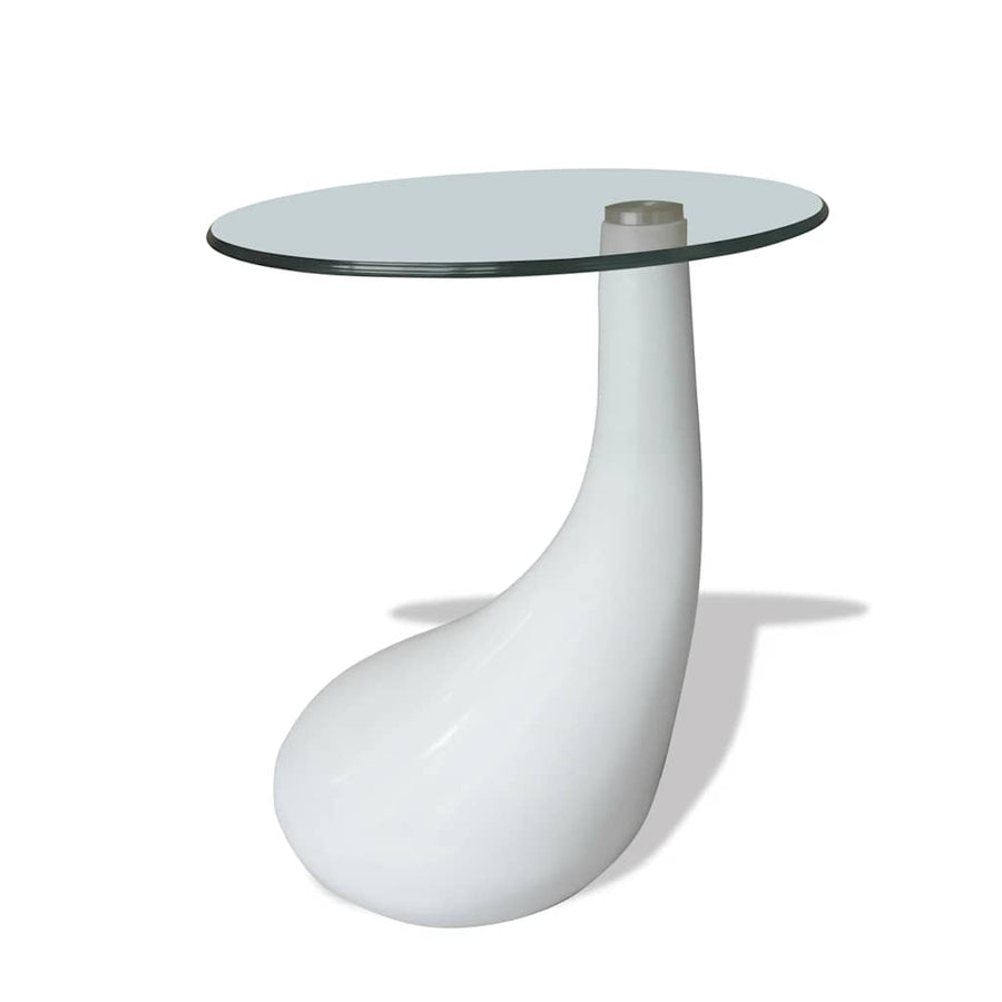 Salontafel Met Rond Glazen Tafelblad Hoogglans 1