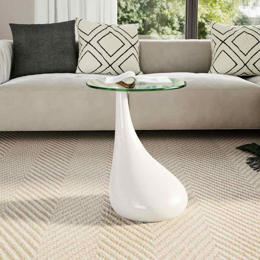 Salontafel Met Rond Glazen Tafelblad Hoogglans 1