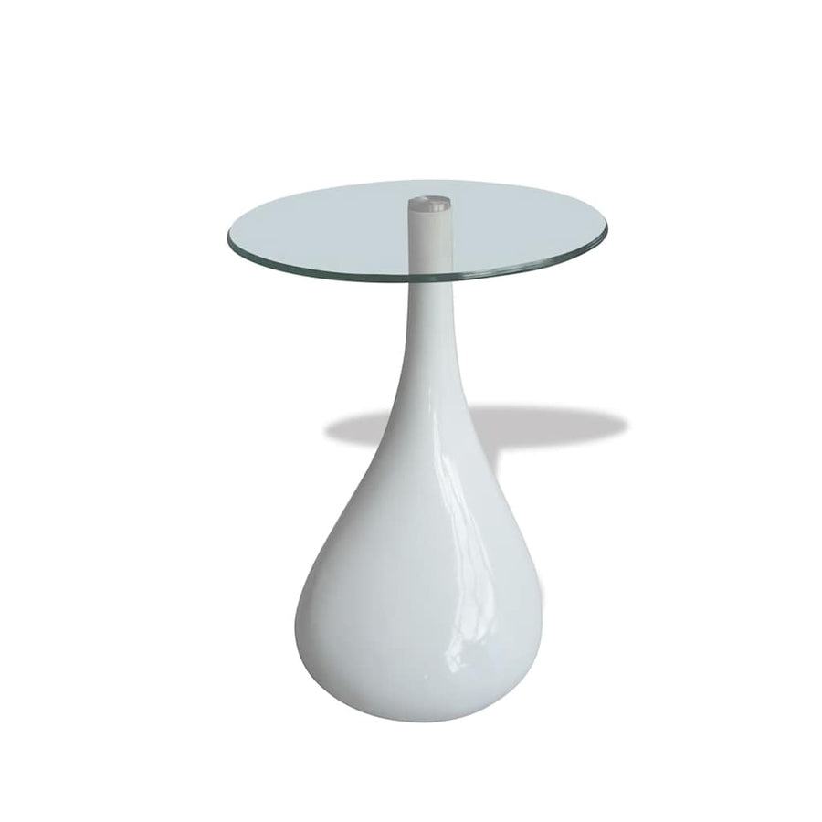 Salontafel Met Rond Glazen Tafelblad Hoogglans 1