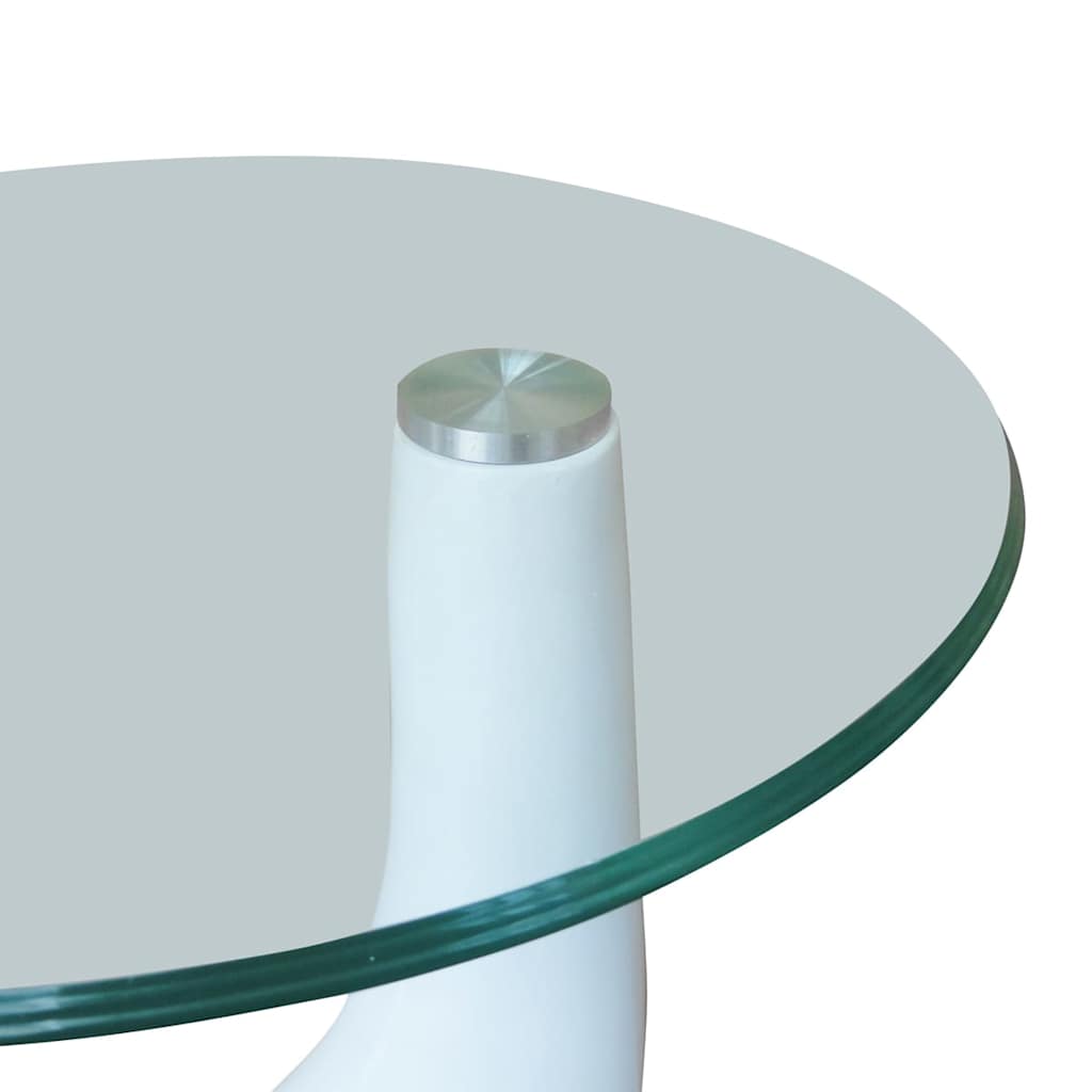 Salontafel Met Rond Glazen Tafelblad Hoogglans 1
