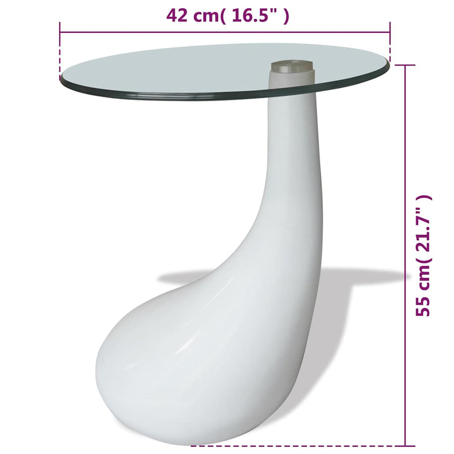 Salontafel Met Rond Glazen Tafelblad Hoogglans 1