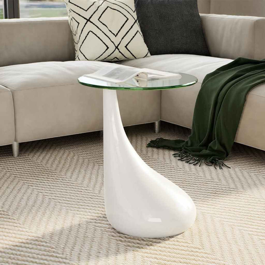 Salontafel Met Rond Glazen Tafelblad Hoogglans 1