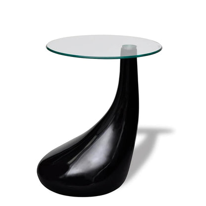 Salontafel Met Rond Glazen Tafelblad Hoogglans 1