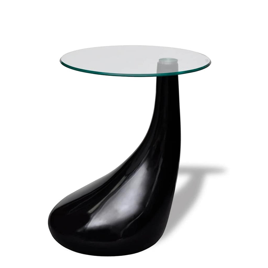Salontafel Met Rond Glazen Tafelblad Hoogglans 1