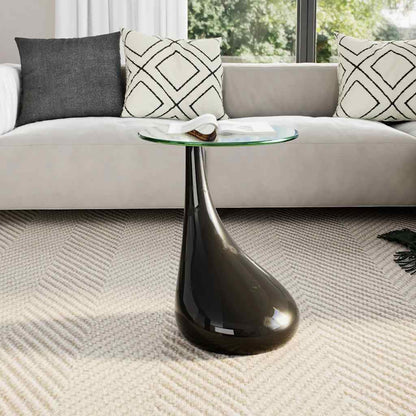 Salontafel Met Rond Glazen Tafelblad Hoogglans 1