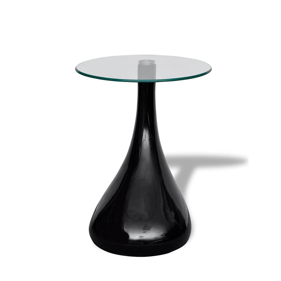 Salontafel Met Rond Glazen Tafelblad Hoogglans 1