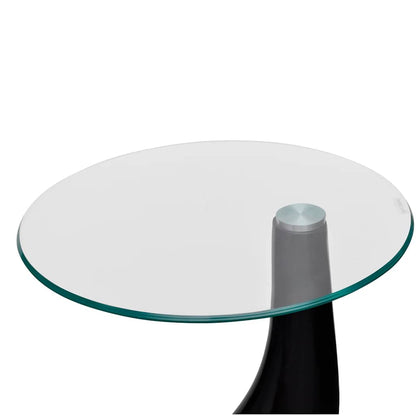 Salontafel Met Rond Glazen Tafelblad Hoogglans 1