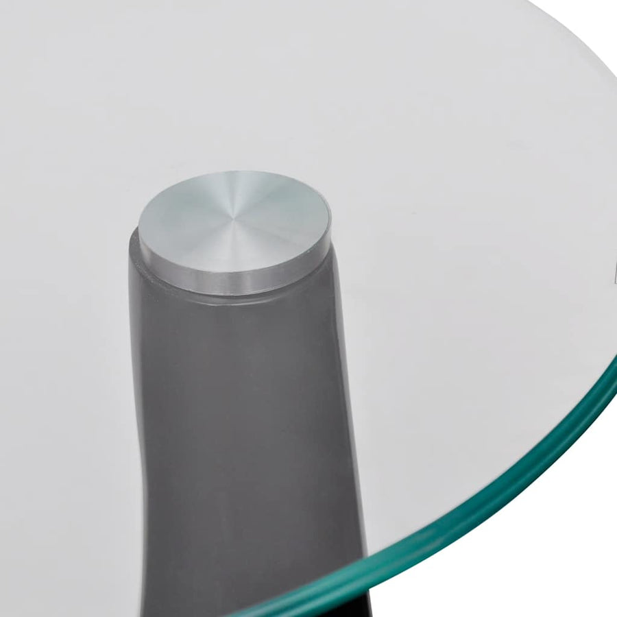 Salontafel Met Rond Glazen Tafelblad Hoogglans 1