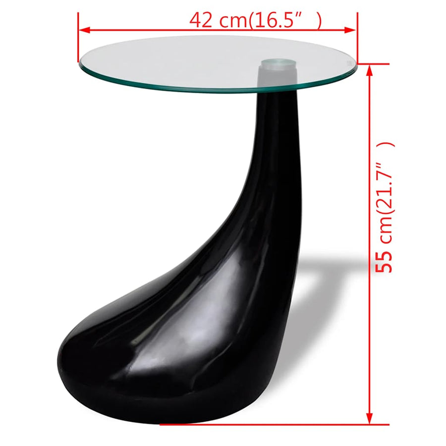 Salontafel Met Rond Glazen Tafelblad Hoogglans 1