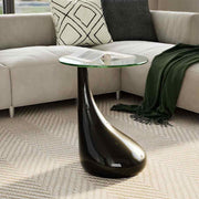 Salontafel rond glas hoogglans zwart