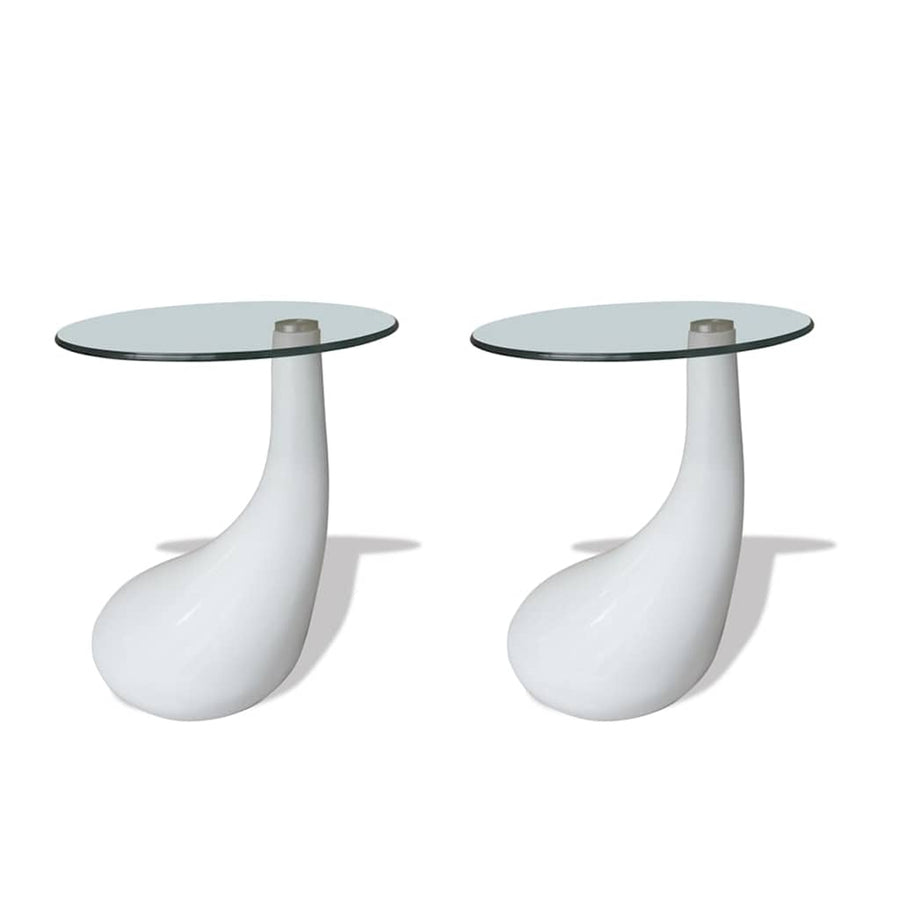 Salontafel Met Rond Glazen Tafelblad Hoogglans 2