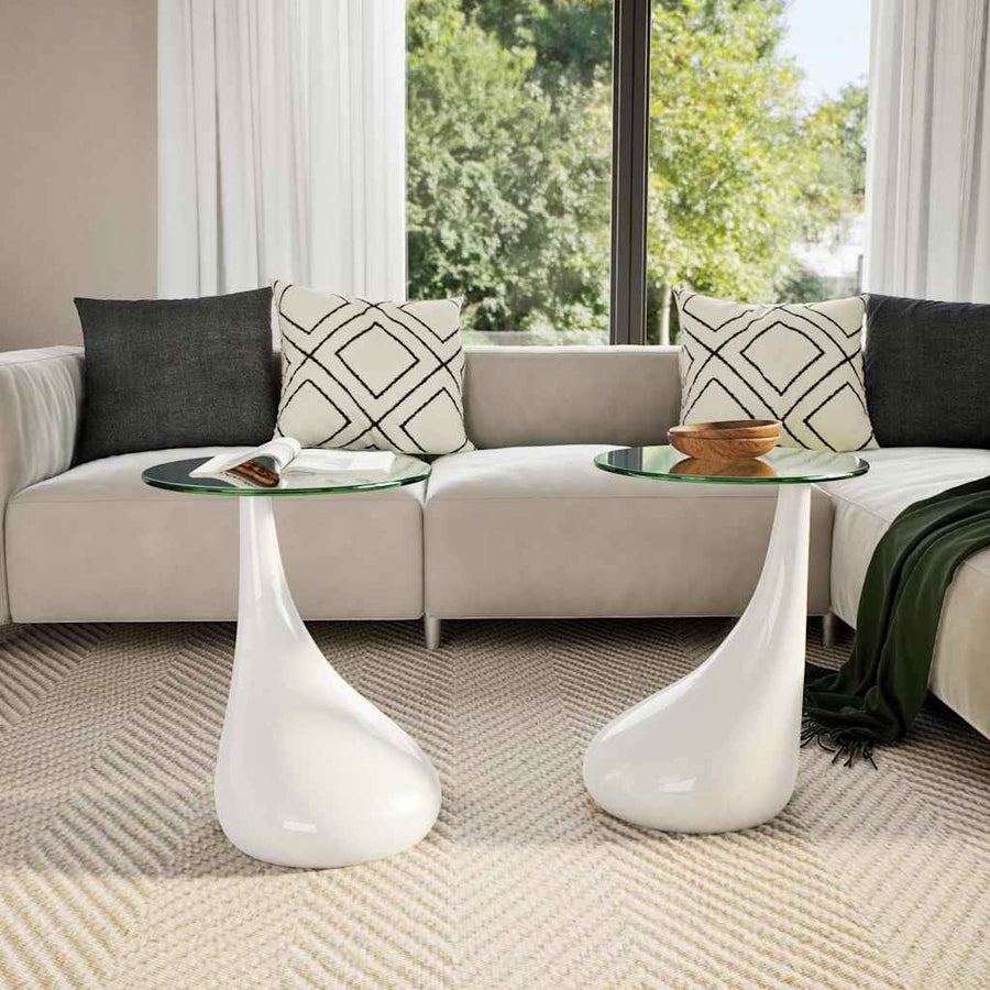 Salontafel Met Rond Glazen Tafelblad Hoogglans 2