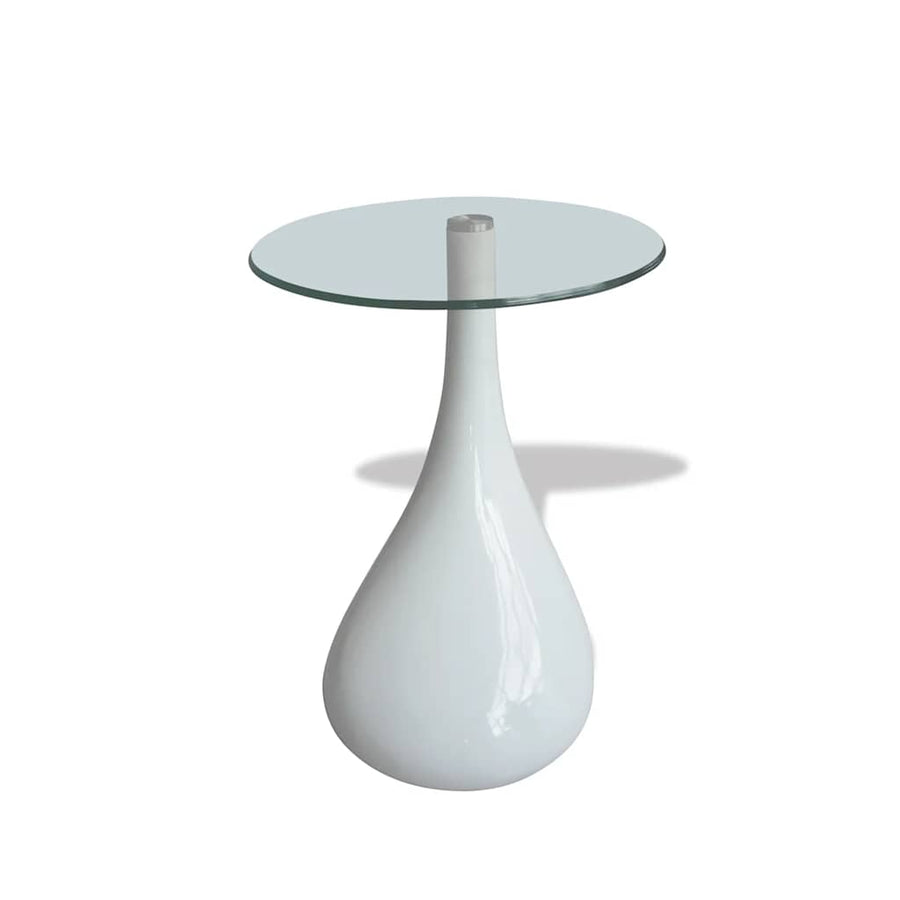 Salontafel Met Rond Glazen Tafelblad Hoogglans 2