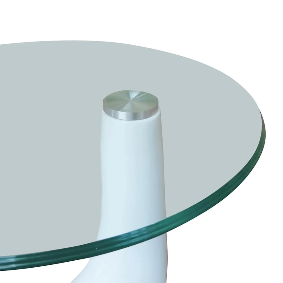 Salontafel Met Rond Glazen Tafelblad Hoogglans 2