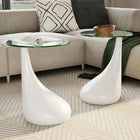 Coffee Table With Round Glass Table Top High Gloss 2