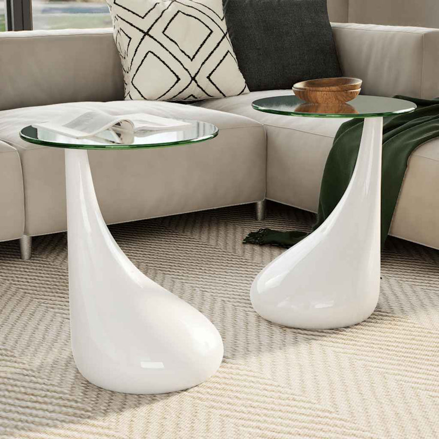 Salontafel Met Rond Glazen Tafelblad Hoogglans 2