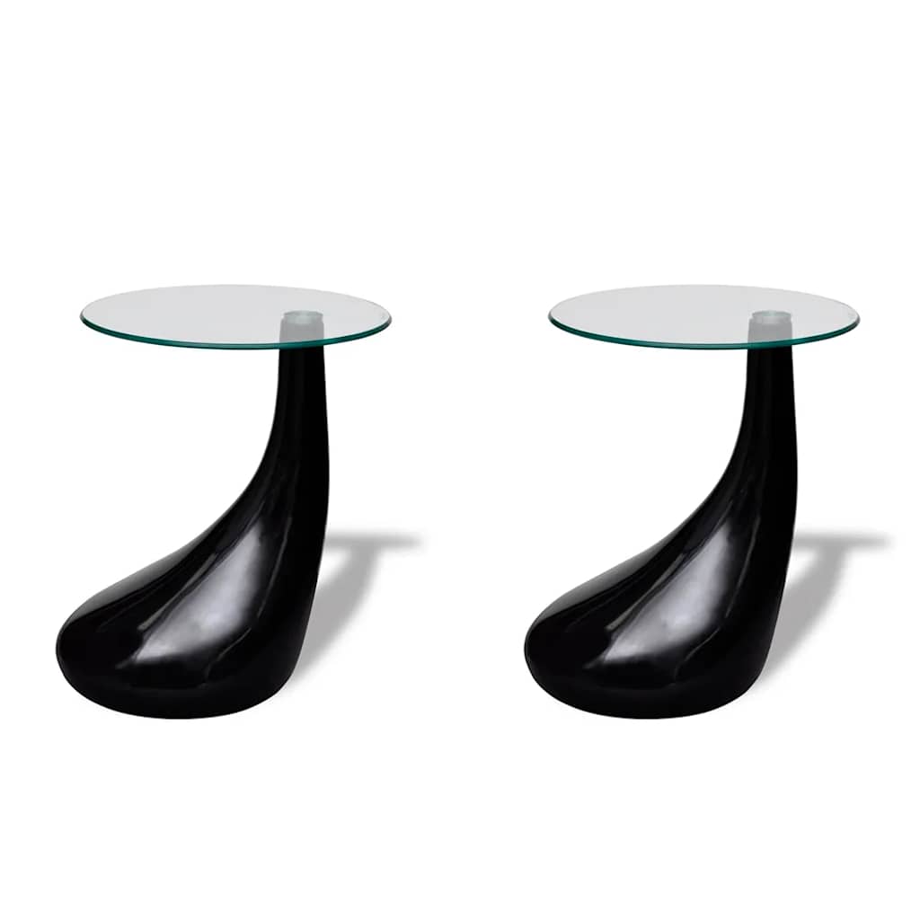 Salontafel Met Rond Glazen Tafelblad Hoogglans 2