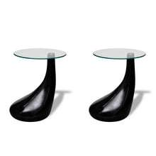 Salontafel Met Rond Glazen Tafelblad Hoogglans 2