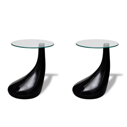 Salontafel Met Rond Glazen Tafelblad Hoogglans 2