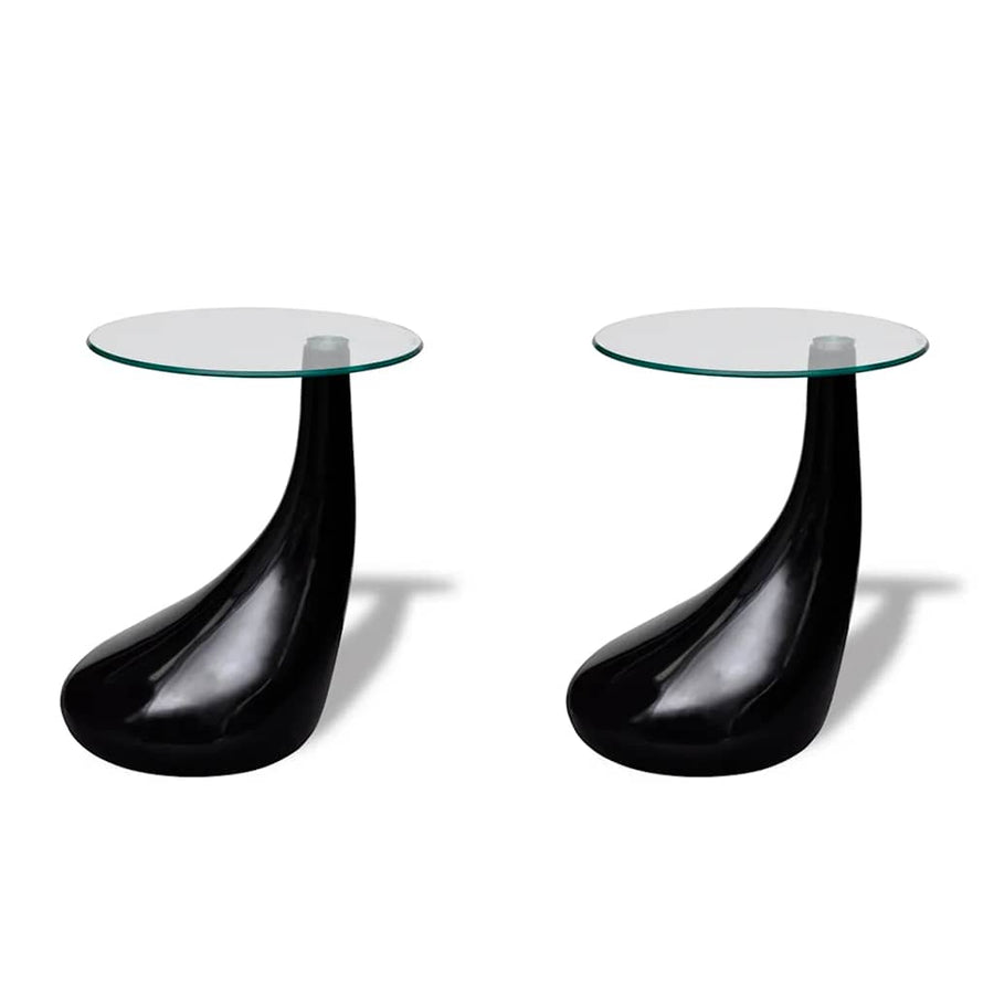Salontafel Met Rond Glazen Tafelblad Hoogglans 2