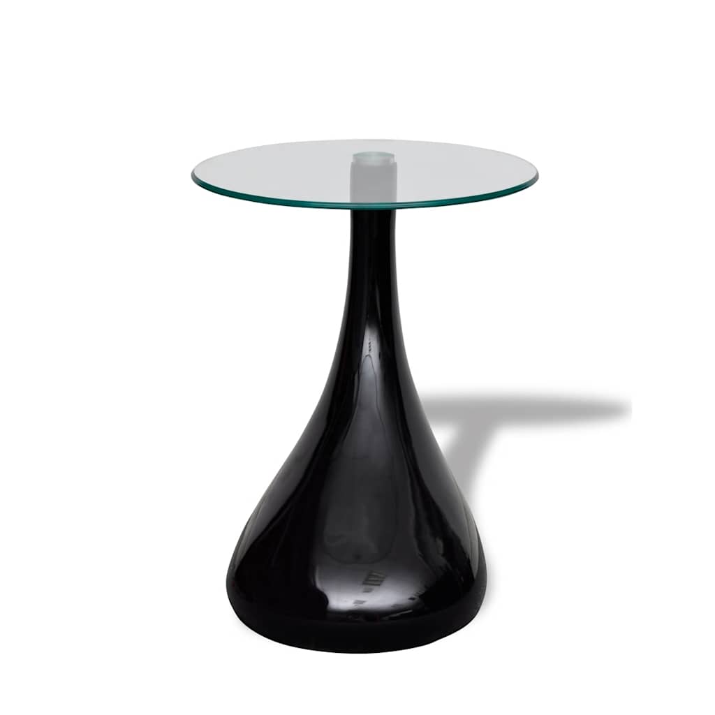 Salontafel Met Rond Glazen Tafelblad Hoogglans 2