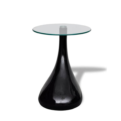 Salontafel Met Rond Glazen Tafelblad Hoogglans 2