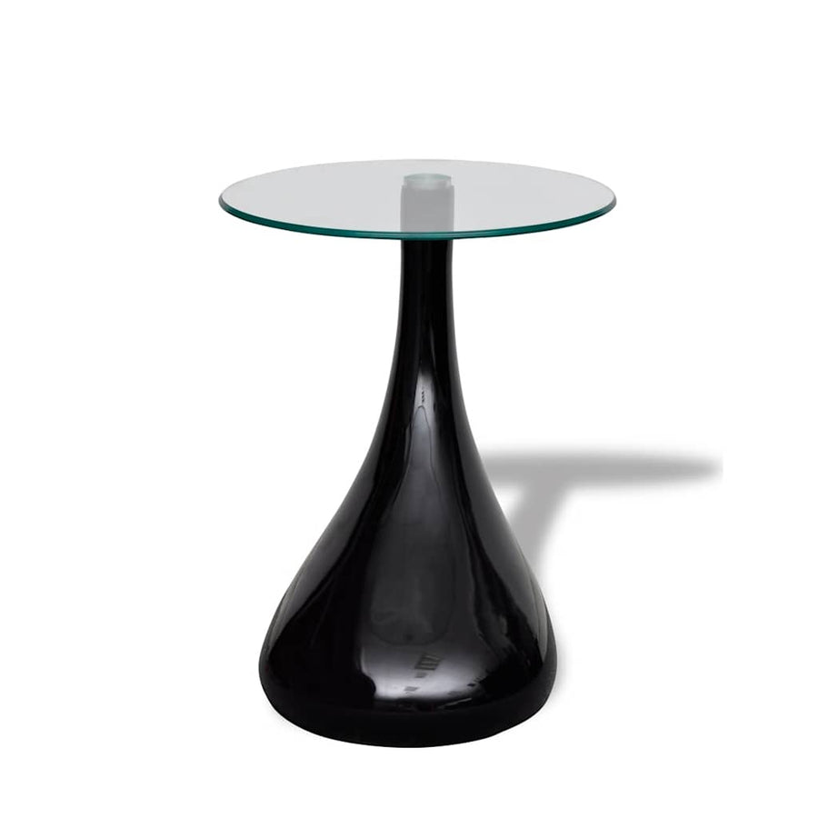 Salontafel Met Rond Glazen Tafelblad Hoogglans 2