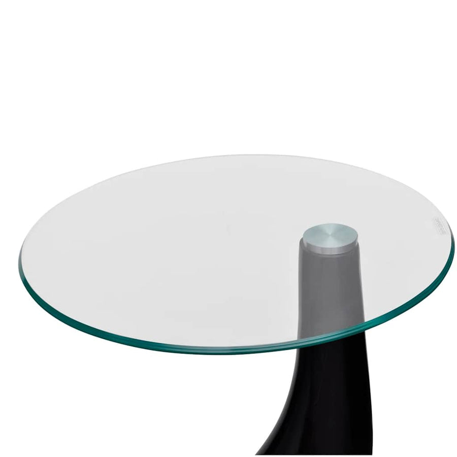 Salontafel Met Rond Glazen Tafelblad Hoogglans 2