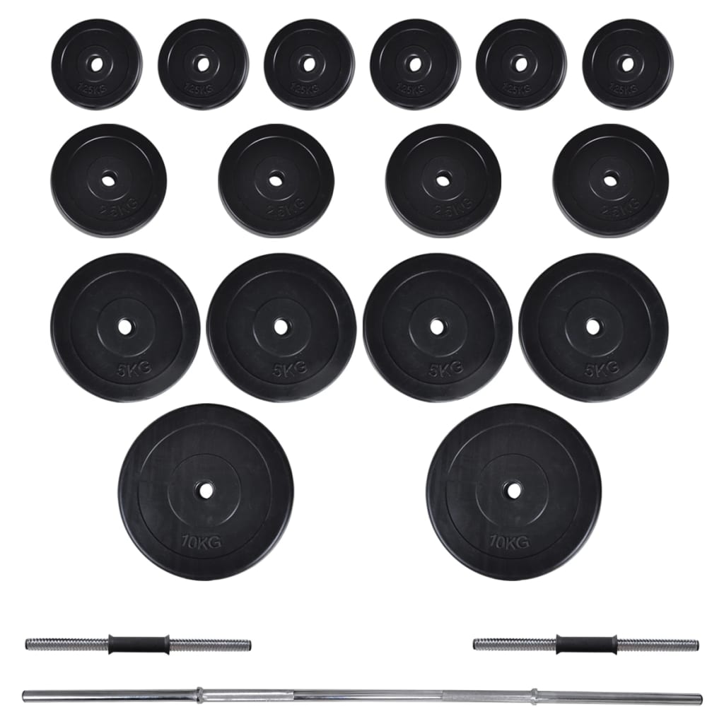 Barbell- En Dumbbellset 60,5 Kg 60.5 kg Rechte stang