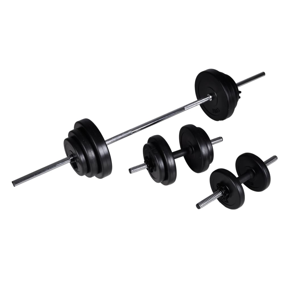 Barbell- En Dumbbellset 30,5 Kg 2 x 5 kg + 6 x 1.25 kg + 4 x 2.5 kg