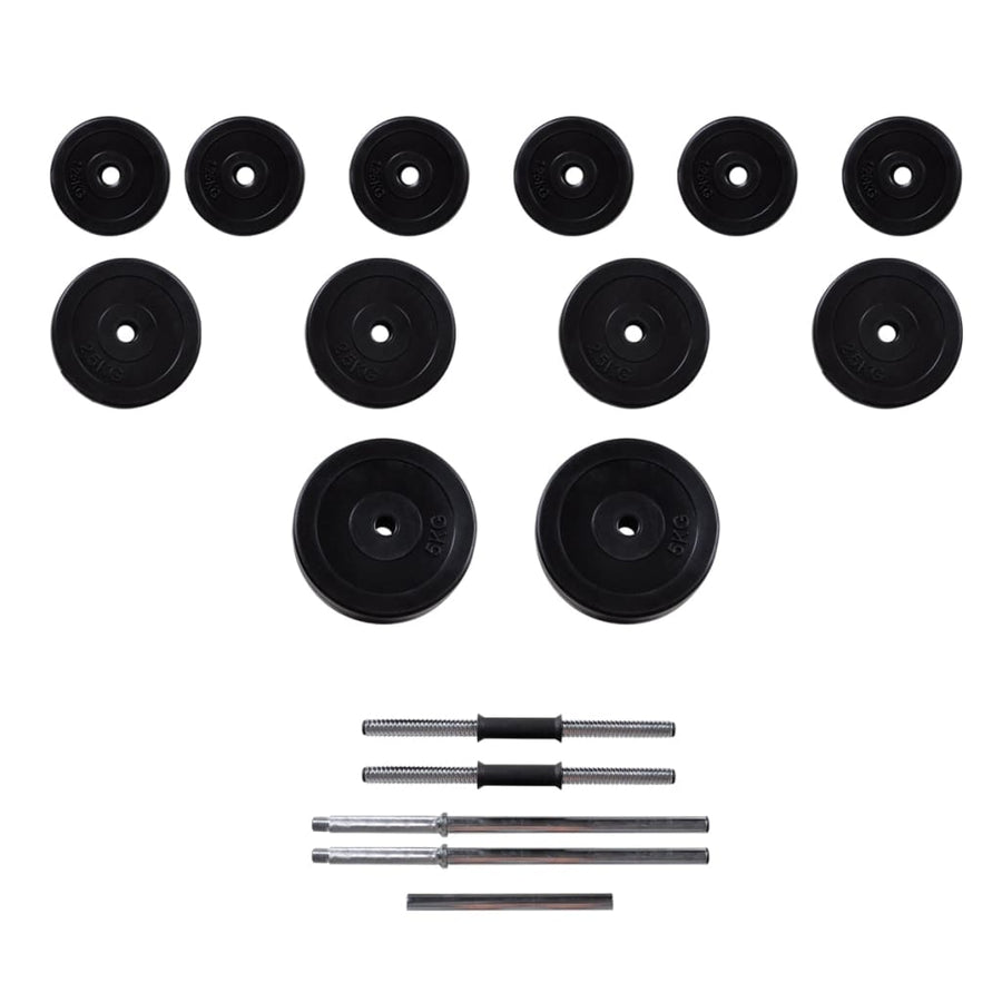 Barbell- En Dumbbellset 30,5 Kg 2 x 5 kg + 6 x 1.25 kg + 4 x 2.5 kg
