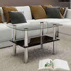 Salontafel 65x45x43 cm glas zwart roestvrijstaal