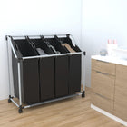 4-Bag Laundry Sorter, Black and Grey