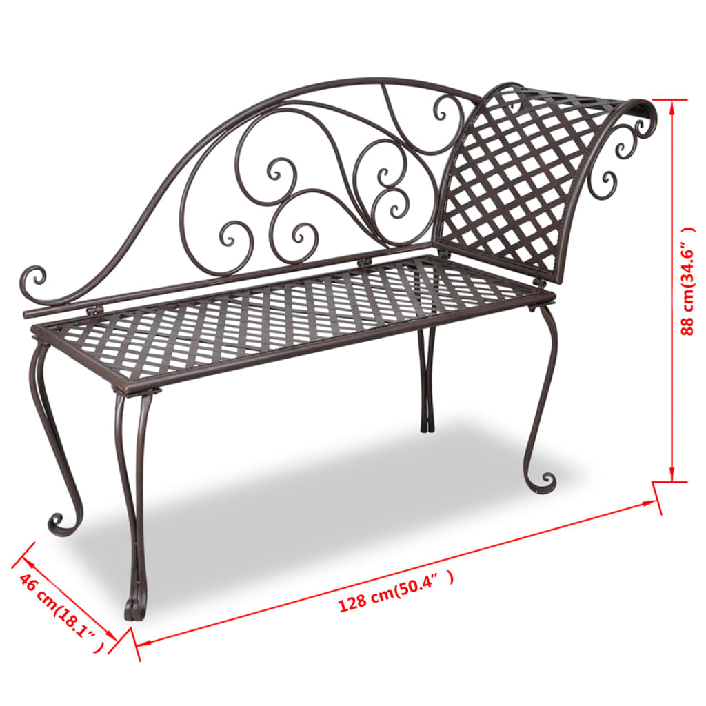 Chaise Longue 28 Cm Staal Antiek Bruin