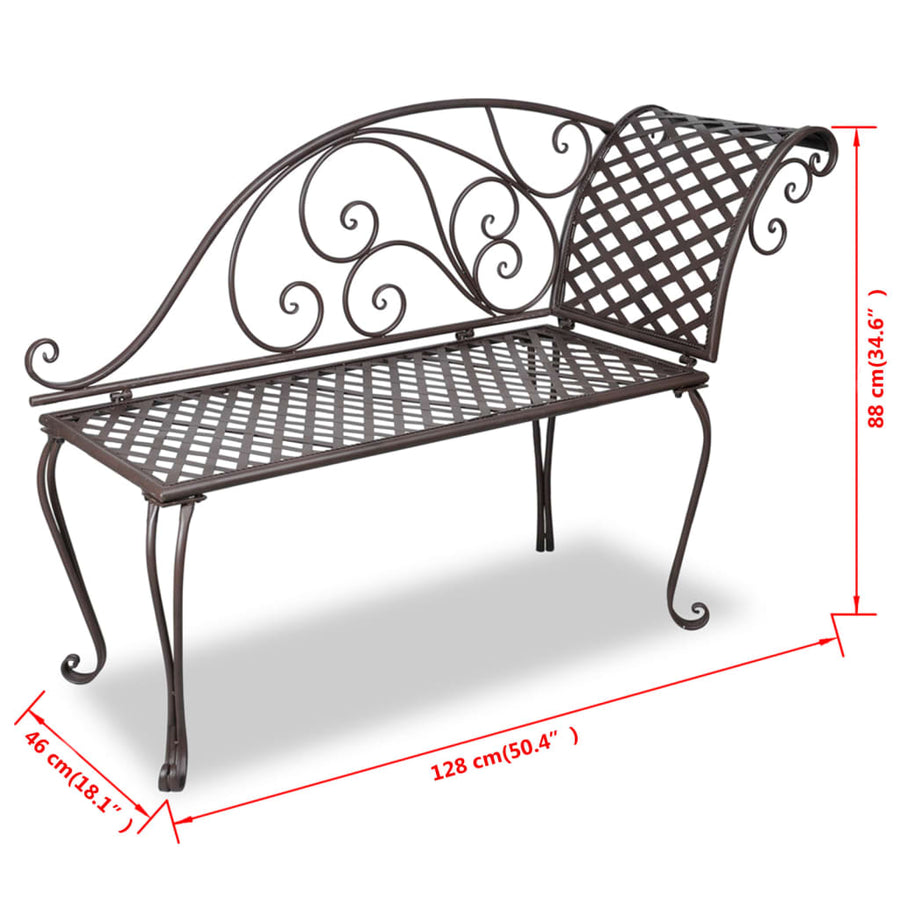 Chaise Longue 28 Cm Staal Antiek Bruin