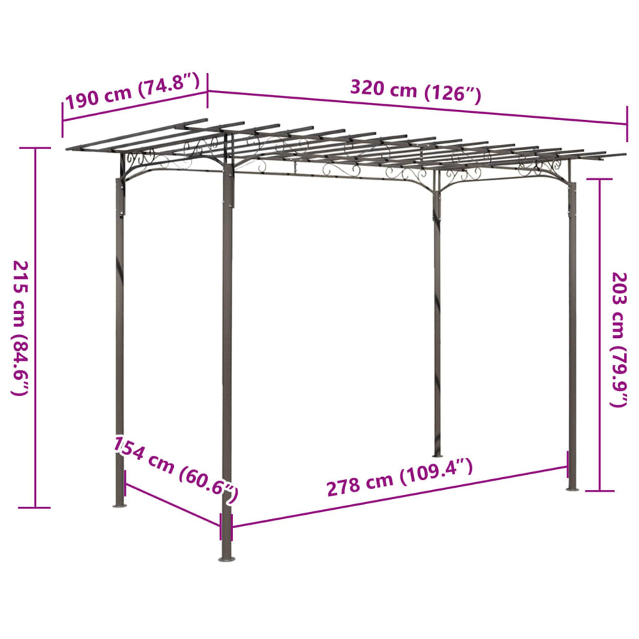 Stalen Rozenboog 215 Cm