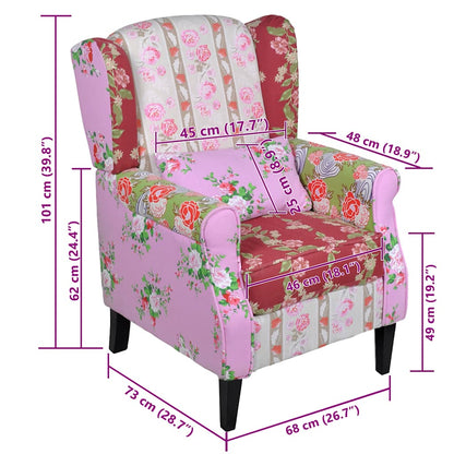 Fauteuil met patchwork ontwerp stof