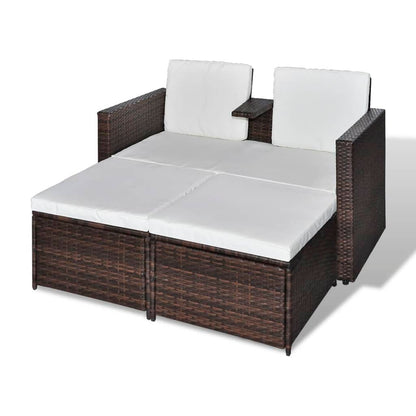 4-Delige Loungeset Met Kussens Poly Rattan Bruin