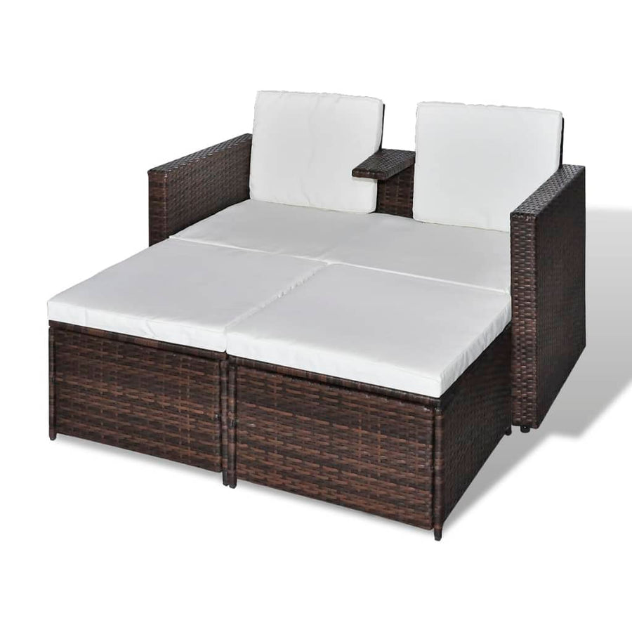 4-Delige Loungeset Met Kussens Poly Rattan Bruin